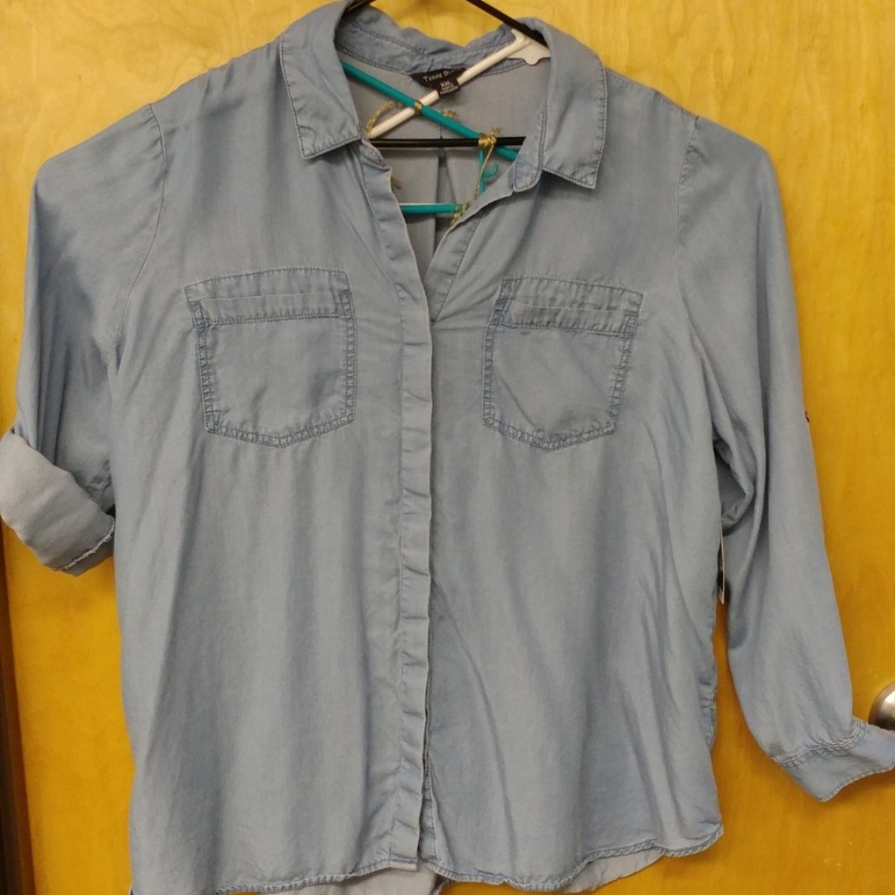 Terre Bleue Women's Soft Denim Tunic Shirt - Light